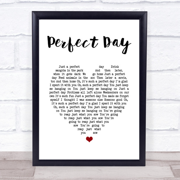 Lou Reed Perfect Day White Heart Song Lyric Music Poster Print