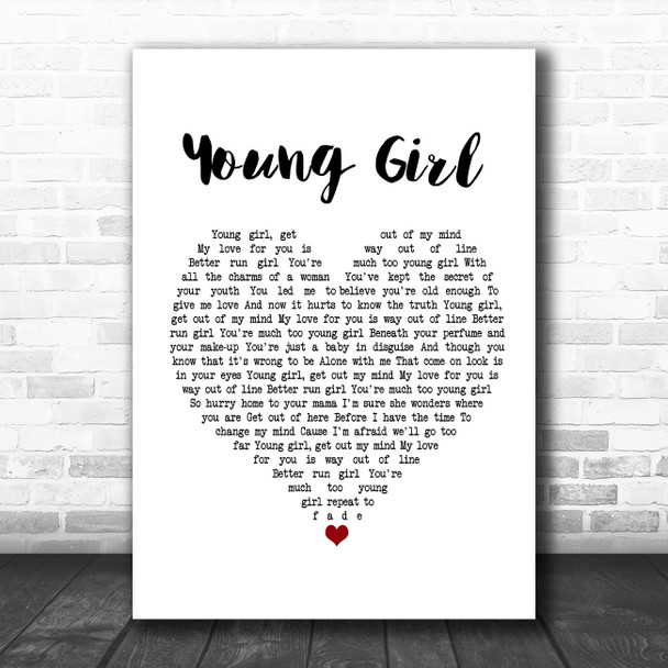 Gary Puckett & The Union Gap Young Girl White Heart Song Lyric Music Poster Print