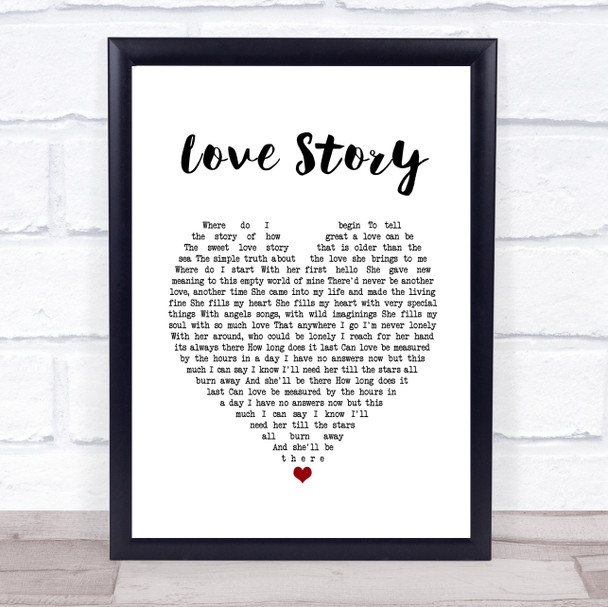 Johnny Mathis Love Story White Heart Song Lyric Music Poster Print