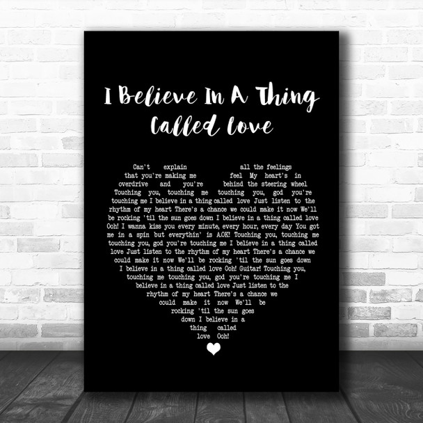 The Darkness I Believe In A Thing Called Love Black Heart Song Lyric Music Wall Art Print