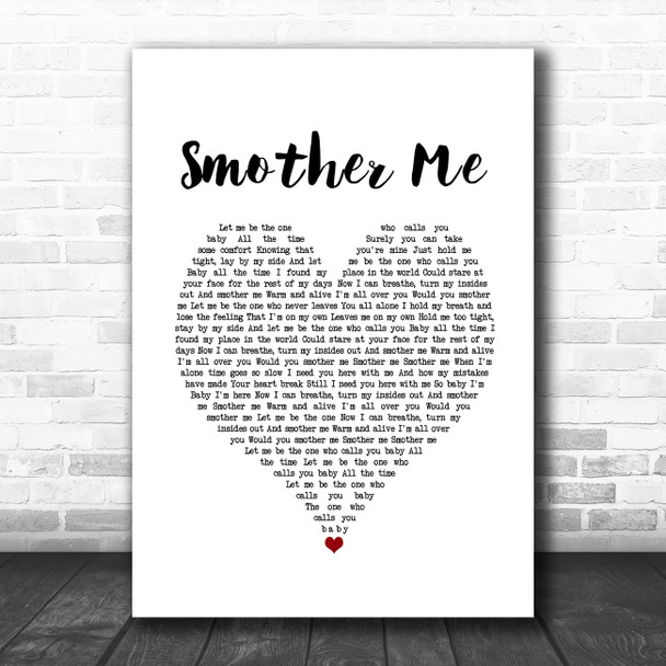 The Used Smother Me White Heart Song Lyric Music Poster Print