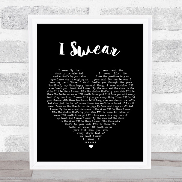 All 4 One I Swear Black Heart Song Lyric Music Wall Art Print