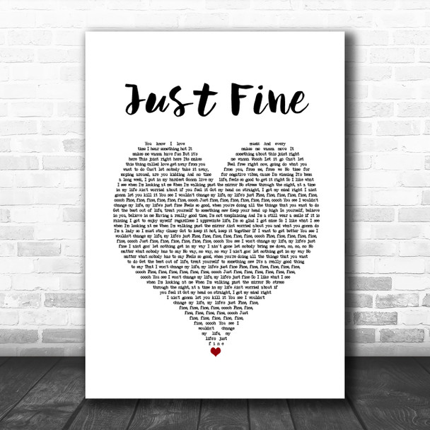 Mary J Blige Just Fine White Heart Song Lyric Music Poster Print