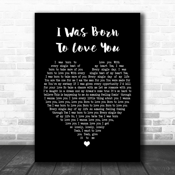 Queen I Was Born To Love You Black Heart Song Lyric Music Wall Art Print