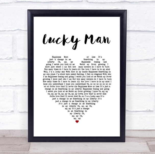 The Verve Lucky Man White Heart Song Lyric Music Poster Print