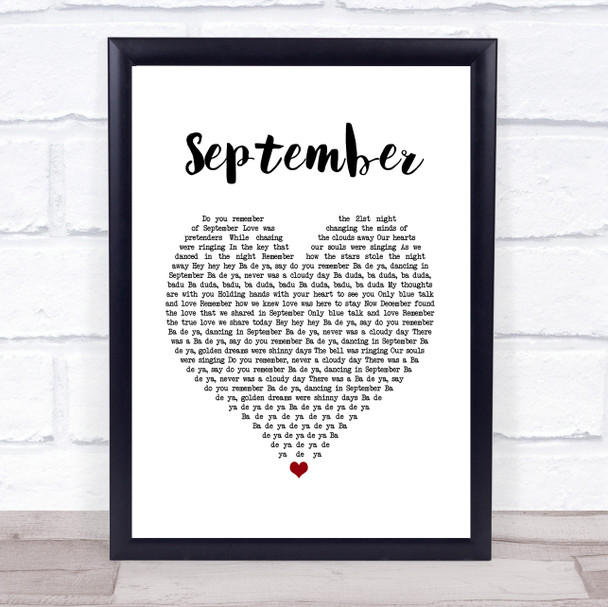 Earth, Wind & Fire September White Heart Song Lyric Music Poster Print