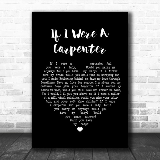 Johnny Cash If I Were A Carpenter Black Heart Song Lyric Music Wall Art Print
