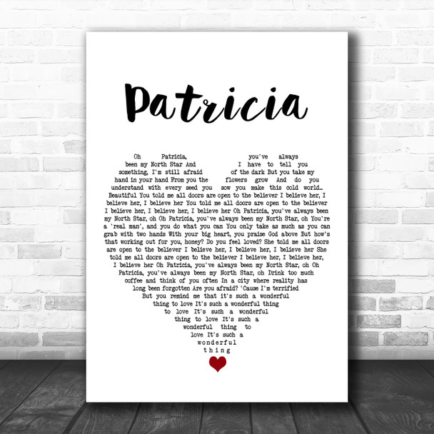 Florence + The Machine Patricia White Heart Song Lyric Music Poster Print