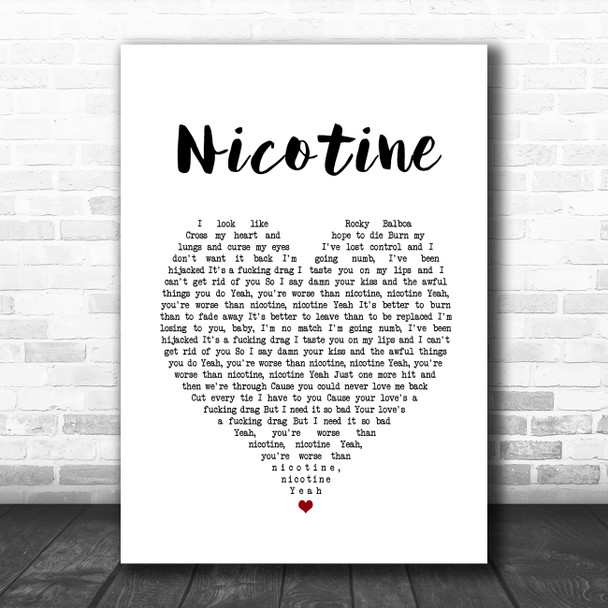 Panic! At The Disco Nicotine White Heart Song Lyric Music Poster Print