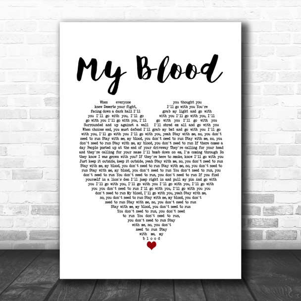 Twenty One Pilots My Blood White Heart Song Lyric Music Poster Print