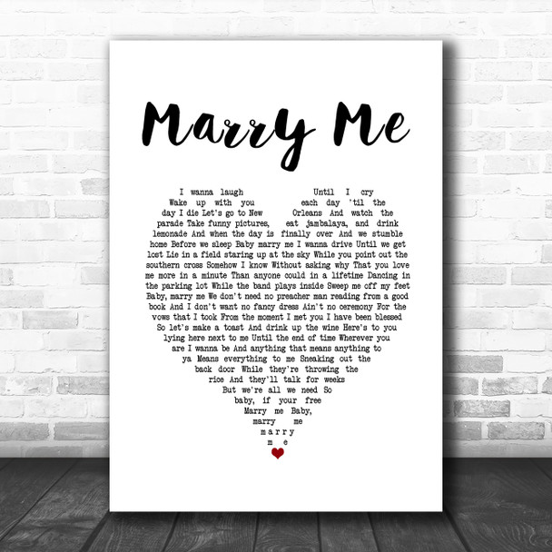 Amanda Marshall Marry Me White Heart Song Lyric Music Poster Print