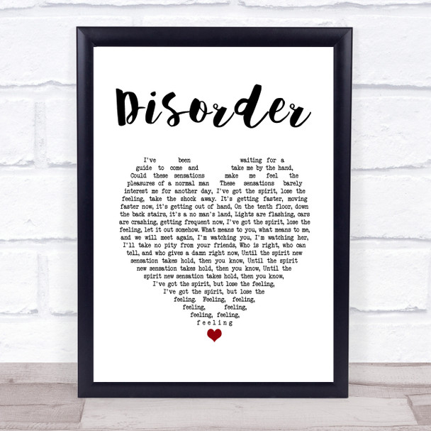 Joy Division Disorder White Heart Song Lyric Music Poster Print