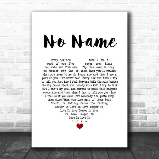 Ryan O'Shaughnessy No Name White Heart Song Lyric Music Poster Print