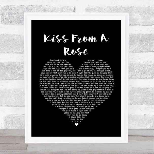 Seal Kiss From A Rose Black Heart Song Lyric Music Wall Art Print