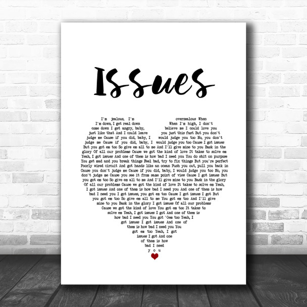 Julia Michaels Issues White Heart Song Lyric Music Poster Print