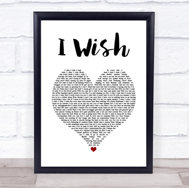 R Kelly I Wish White Heart Song Lyric Music Poster Print