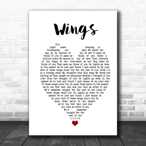 Birdy Wings] White Heart Song Lyric Music Poster Print