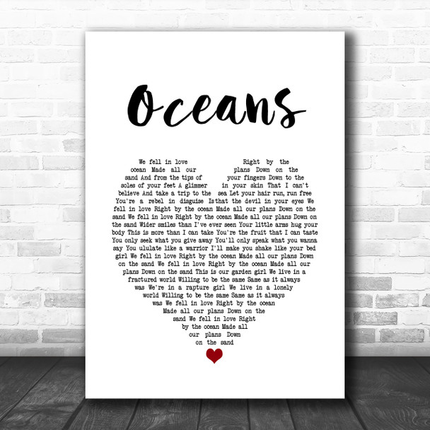 Coasts Oceans White Heart Song Lyric Music Poster Print
