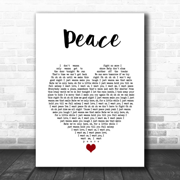 O.A.R. Peace White Heart Song Lyric Music Poster Print