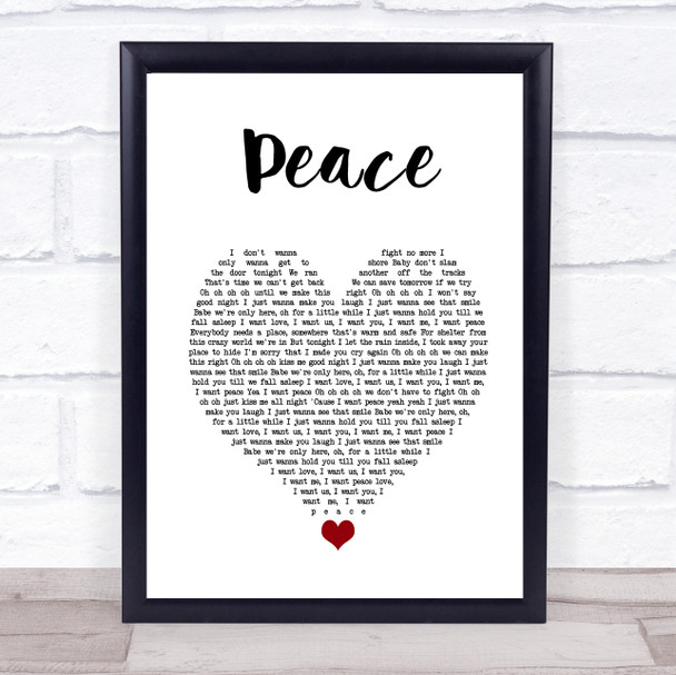 O.A.R. Peace White Heart Song Lyric Music Poster Print