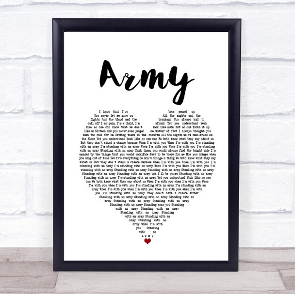 Ellie Goulding Army White Heart Song Lyric Music Poster Print