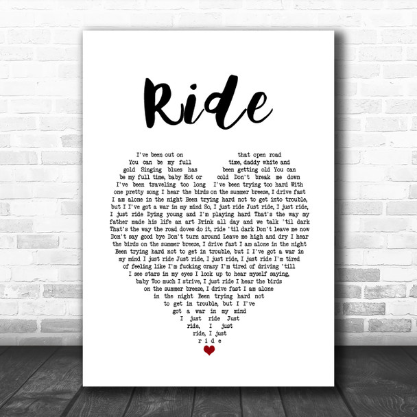 Lana Del Rey Ride White Heart Song Lyric Music Poster Print