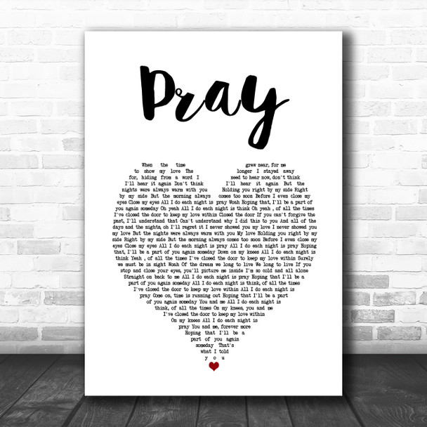 Take That Pray White Heart Song Lyric Music Poster Print