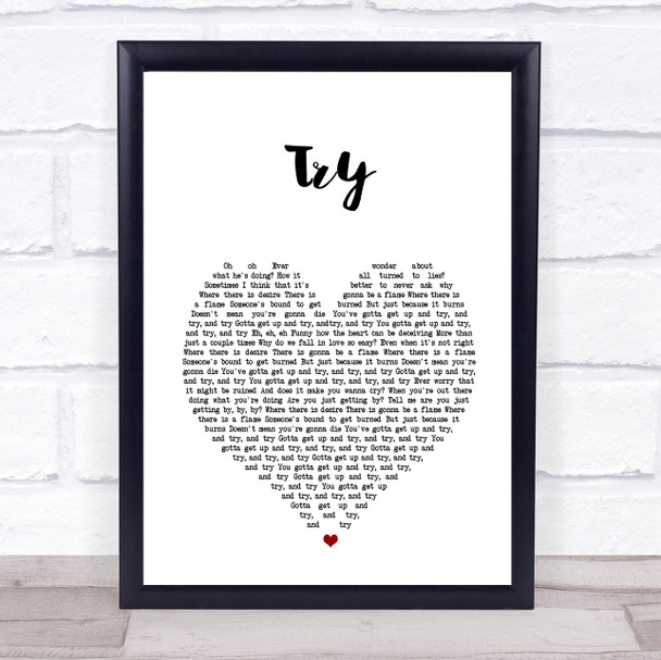 Pink Try White Heart Song Lyric Music Poster Print