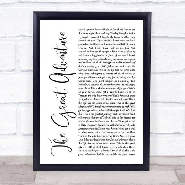 Steven Curtis Chapman The Great Adventure White Script Song Lyric Music Poster Print