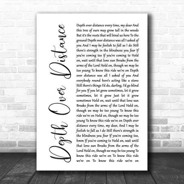 Ben Howard Depth Over Distance White Script Song Lyric Music Poster Print