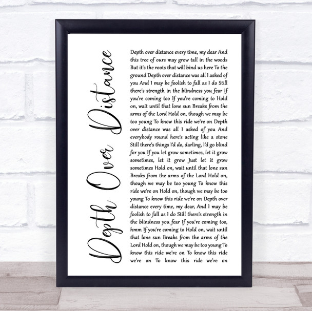 Ben Howard Depth Over Distance White Script Song Lyric Music Poster Print