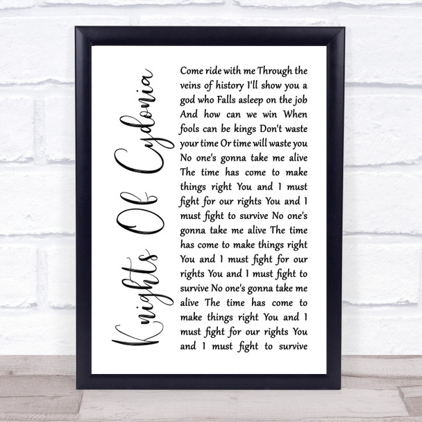 Muse Knights Of Cydonia White Script Song Lyric Music Poster Print