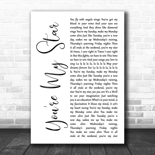 Stereophonics You're My Star White Script Song Lyric Music Poster Print Stereophonics You're My Star White Script Song Lyric Music Poster Print