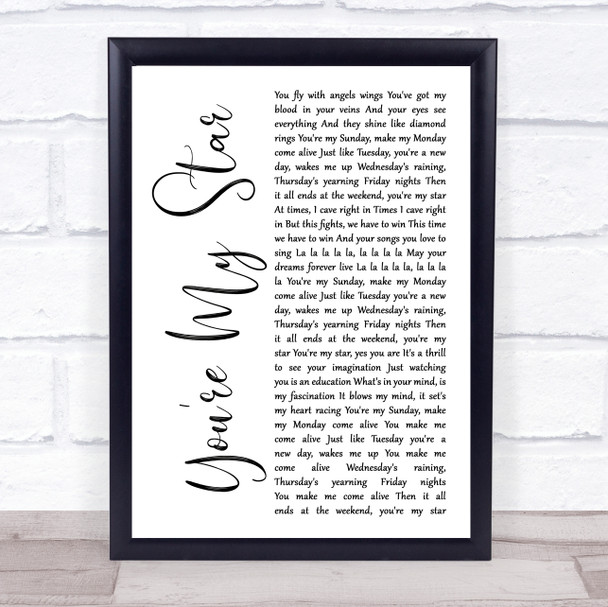 Stereophonics You're My Star White Script Song Lyric Music Poster Print