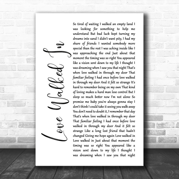 Thunder Love Walked In White Script Song Lyric Music Poster Print