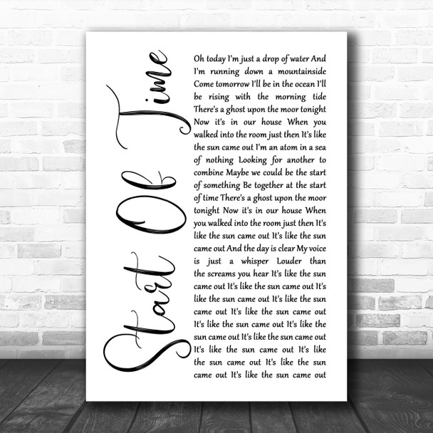 Gabrielle Aplin Start Of Time White Script Song Lyric Music Poster Print