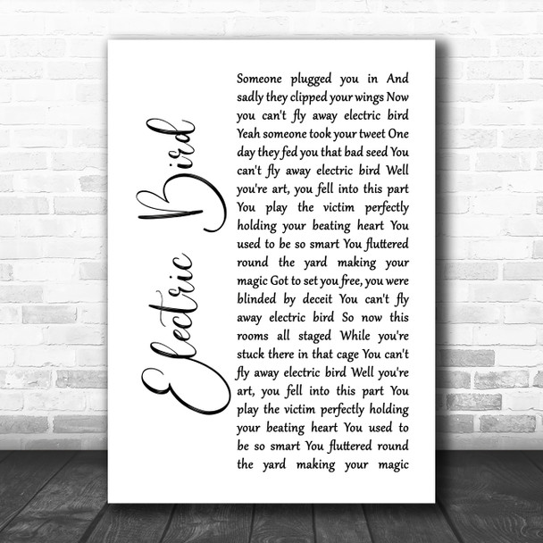 Sia Electric Bird White Script Song Lyric Music Poster Print