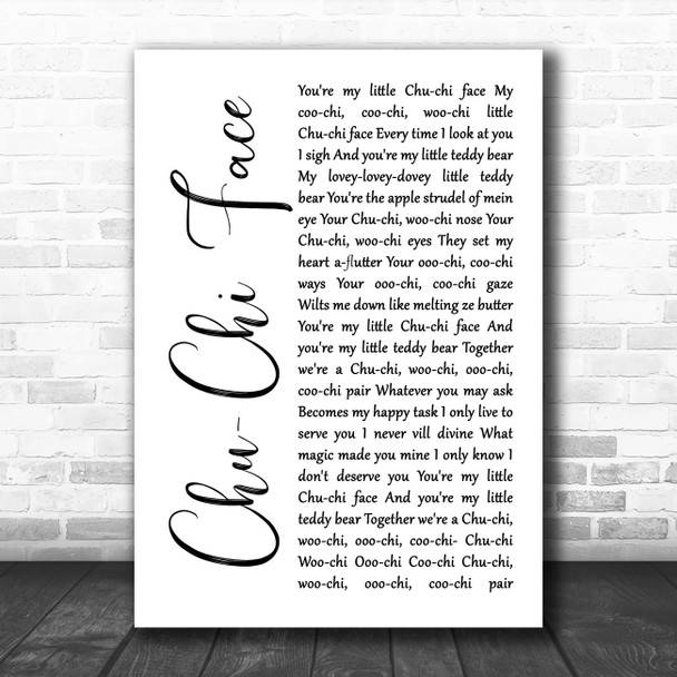 Gert Frobe & Anna Quayle Chu-Chi Face White Script Song Lyric Music Poster Print