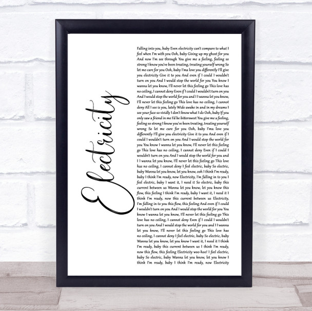 Silk City & Dua Lipa Electricity White Script Song Lyric Music Poster Print