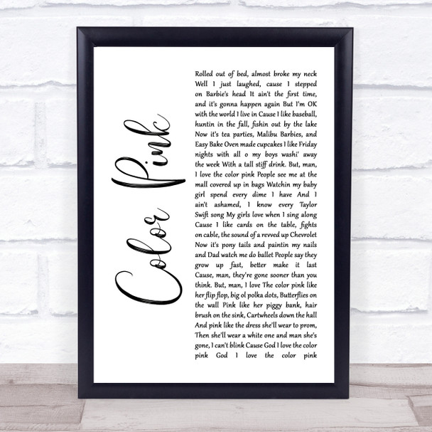 Walker McGurie Color Pink White Script Song Lyric Music Poster Print