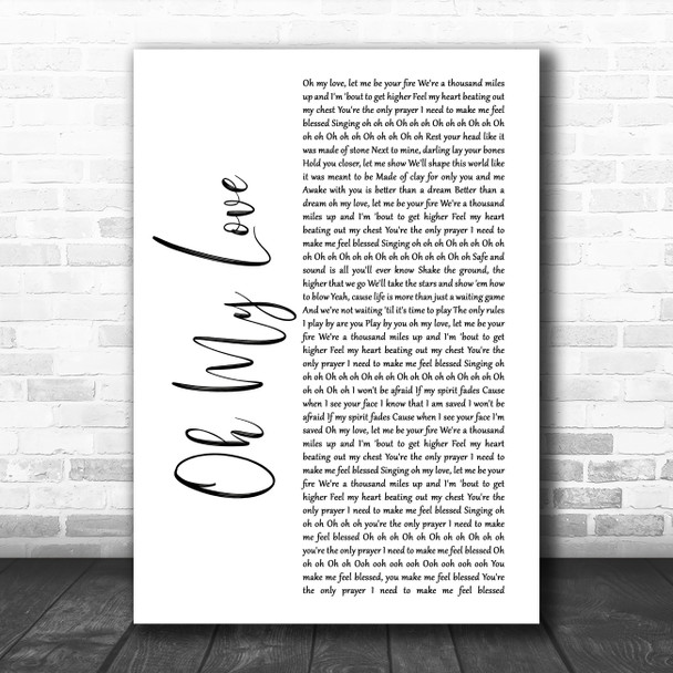 The Score Oh My Love White Script Song Lyric Music Poster Print