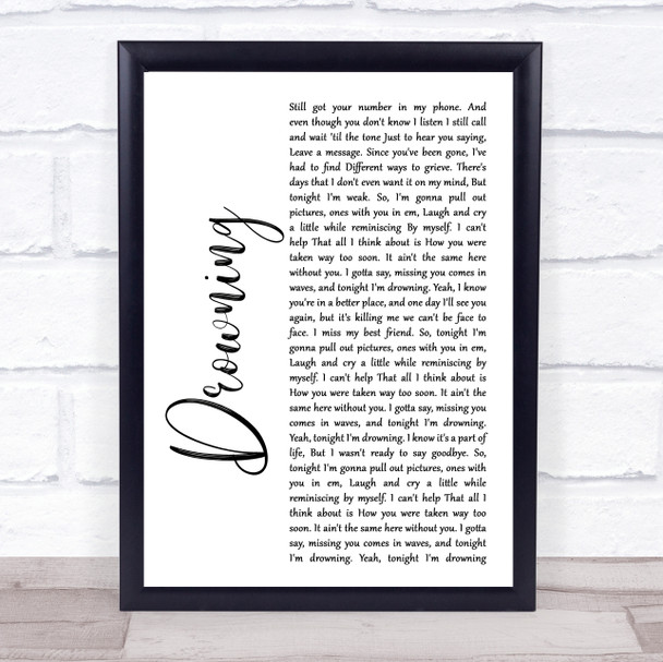 Chris Young Drowning White Script Song Lyric Music Poster Print