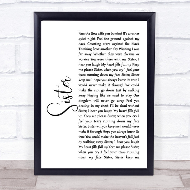 Dave Matthews Sister White Script Song Lyric Music Poster Print