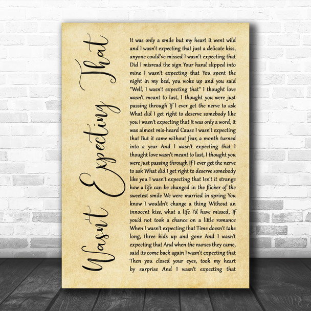 Jamie Lawson Wasn't Expecting That Rustic Script Song Lyric Music Poster Print