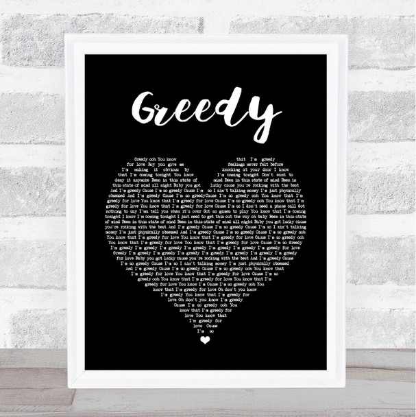 Ariana Grande Greedy Black Heart Song Lyric Music Wall Art Print