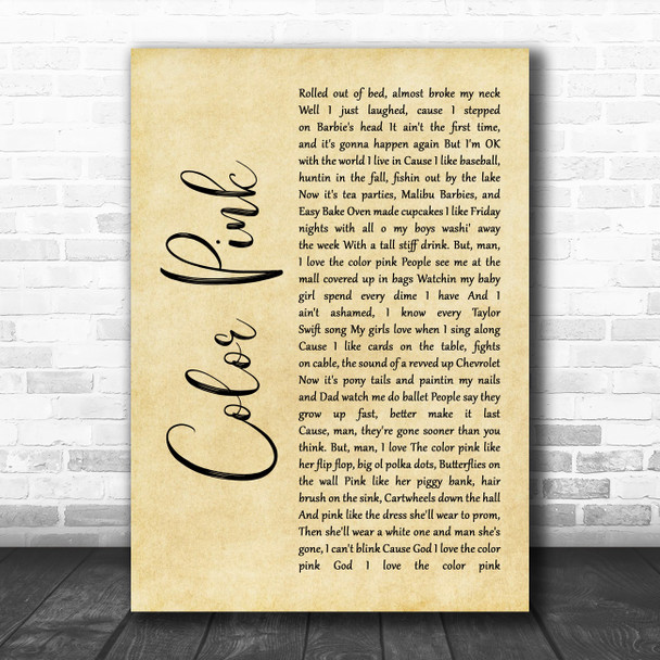 Walker McGurie Color Pink Rustic Script Song Lyric Music Poster Print