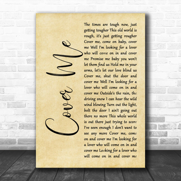 Bruce Springsteen Cover Me Rustic Script Song Lyric Music Poster Print