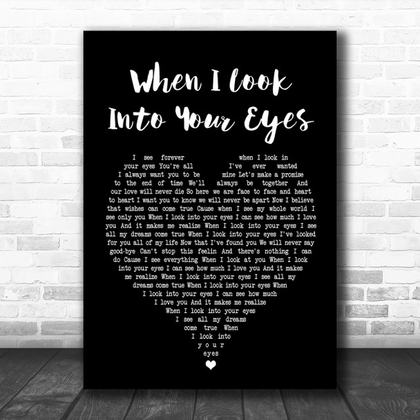 Firehouse When I Look Into Your Eyes Black Heart Song Lyric Music Wall Art Print