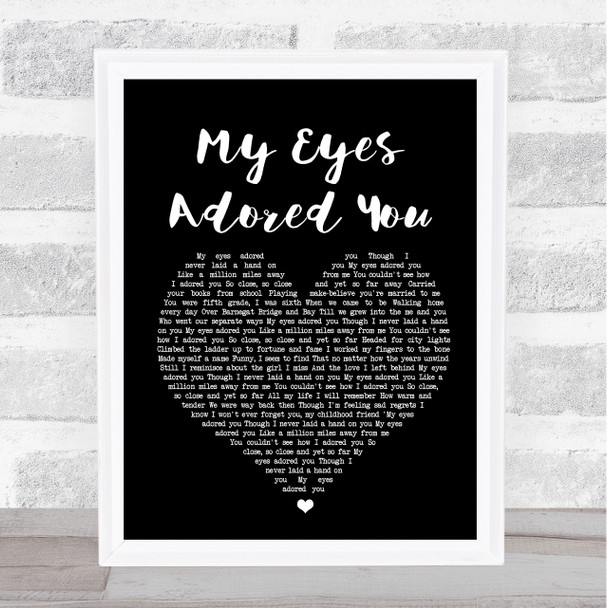 Frankie Valli My Eyes Adored You Black Heart Song Lyric Music Wall Art Print
