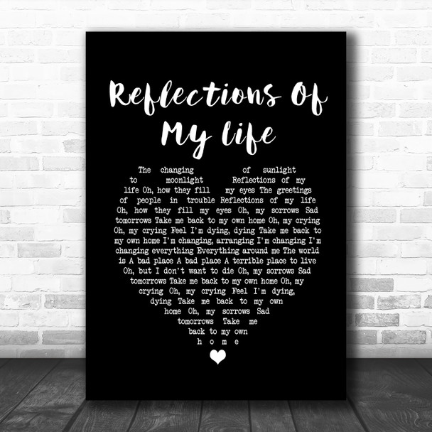 The Marmalade Reflections Of My Life Black Heart Song Lyric Print